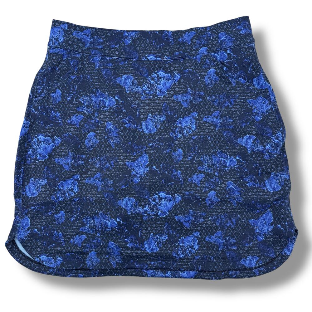 Peter Millar Alice Petal Hem Golf Skort Womens Sz XS Abaco Blue Ginko Print